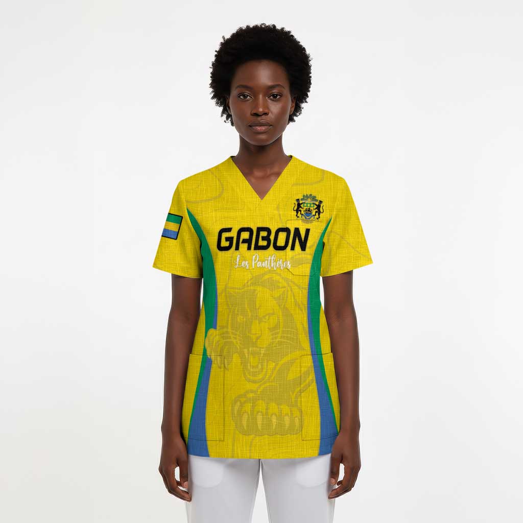 Custom Gabon Football Scrub Top Go Champions Les Pantheres - African Pride