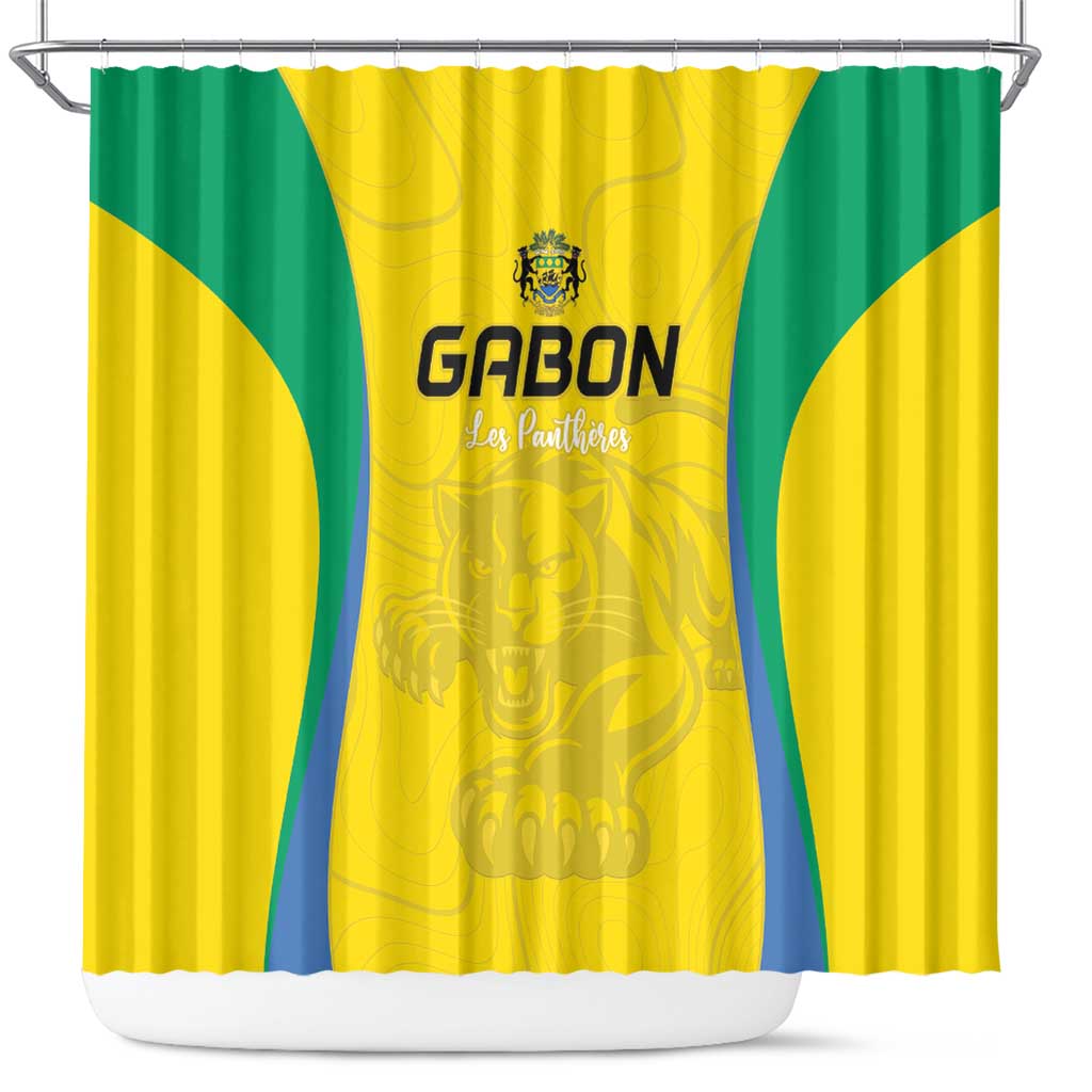Gabon Football Shower Curtain Go Champions Les Pantheres - African Pride