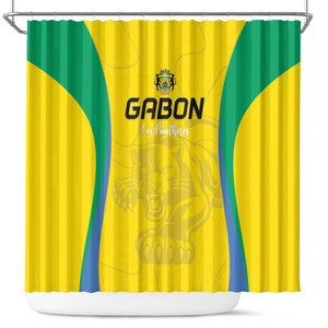 Gabon Football Shower Curtain Go Champions Les Pantheres - African Pride