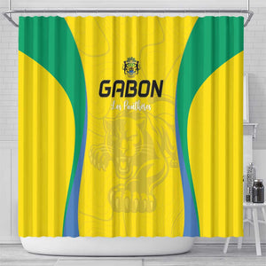 Gabon Football Shower Curtain Go Champions Les Pantheres - African Pride