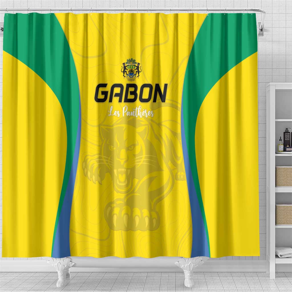 Gabon Football Shower Curtain Go Champions Les Pantheres - African Pride