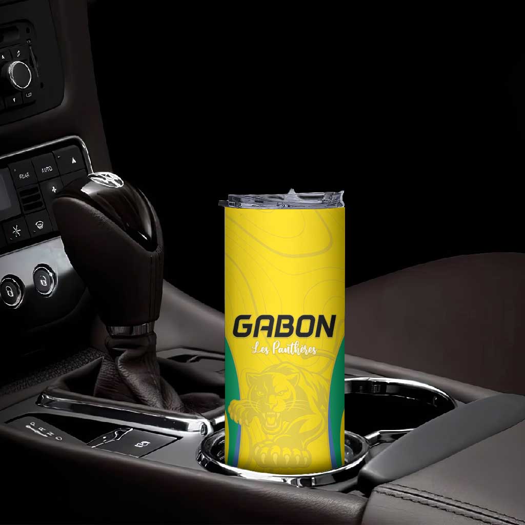 Custom Gabon Football Skinny Tumbler Go Champions Les Pantheres - African Pride