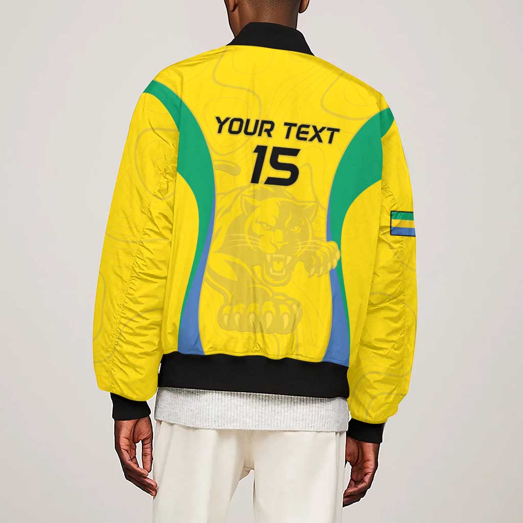 Custom Gabon Football Sleeve Zip Bomber Jacket Go Champions Les Pantheres - African Pride