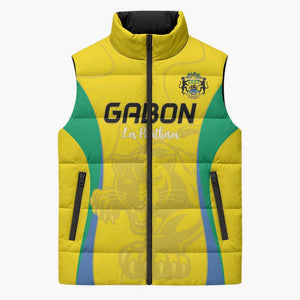 Custom Gabon Football Sleeveless Puffer Jacket Go Champions Les Pantheres - African Pride