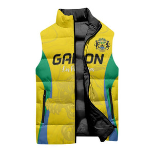 Custom Gabon Football Sleeveless Puffer Jacket Go Champions Les Pantheres - African Pride