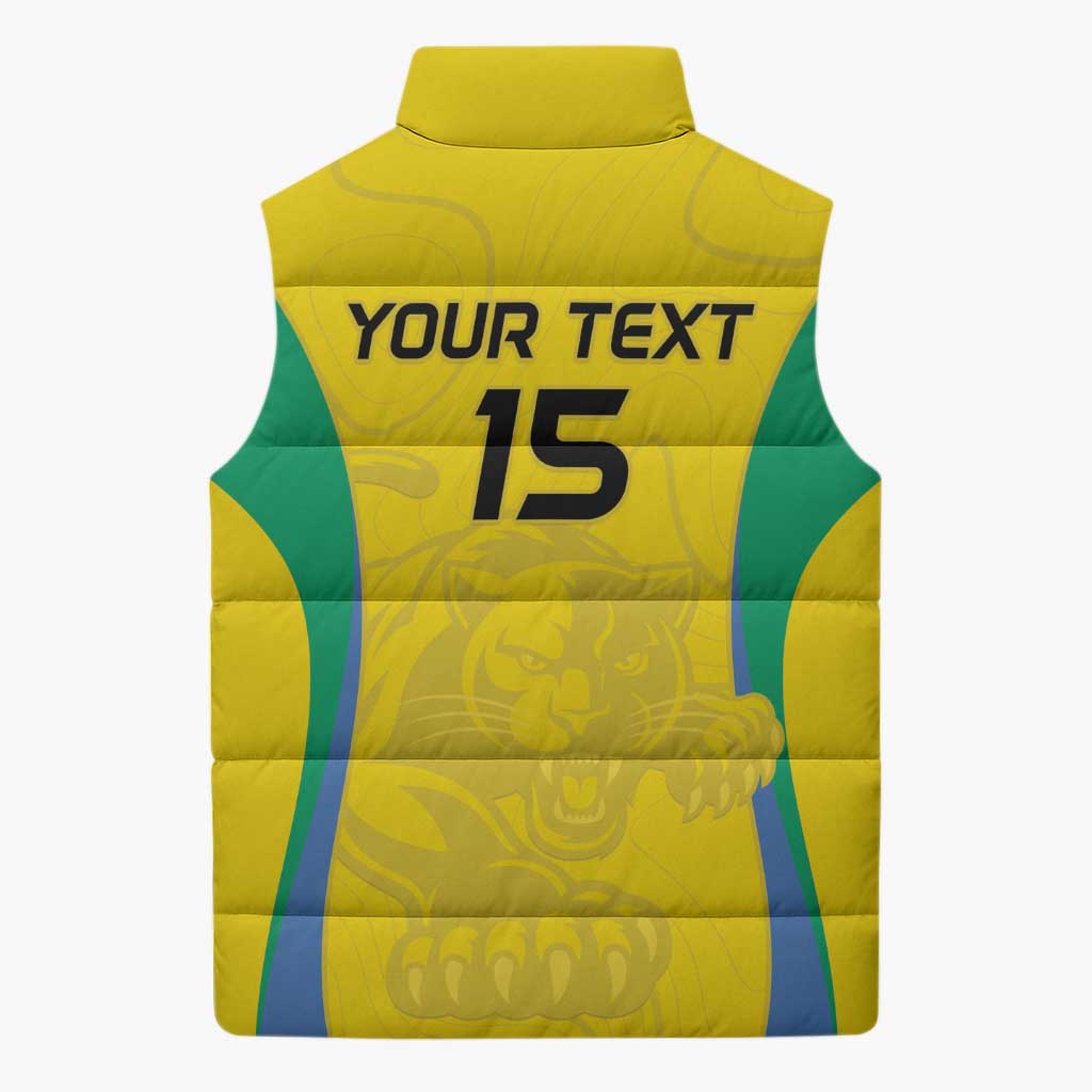 Custom Gabon Football Sleeveless Puffer Jacket Go Champions Les Pantheres - African Pride