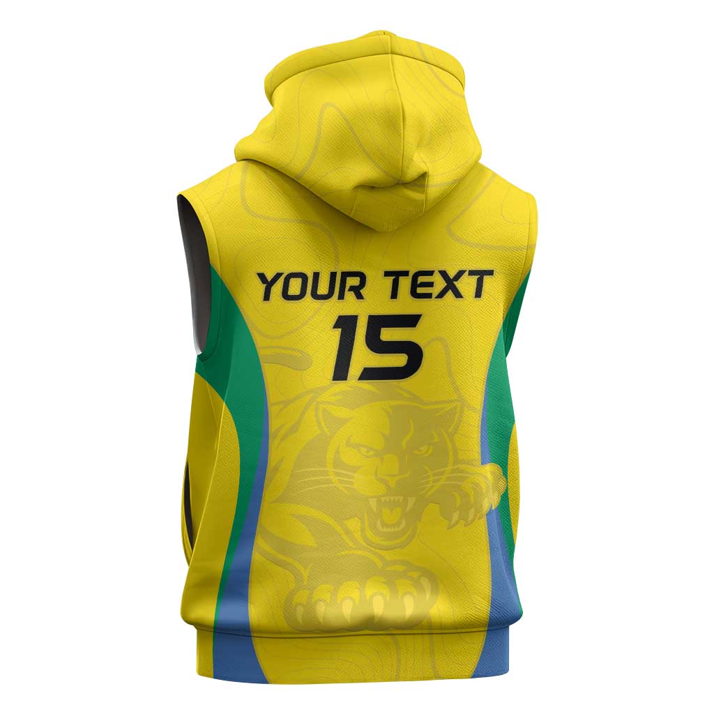 Custom Gabon Football Sleeveless Zip Hoodie Go Champions Les Pantheres - African Pride