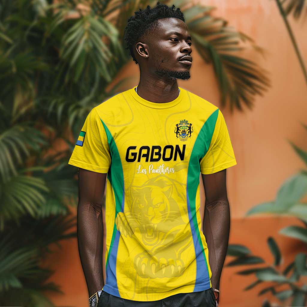 Custom Gabon Football T shirt Go Champions Les Pantheres - African Pride