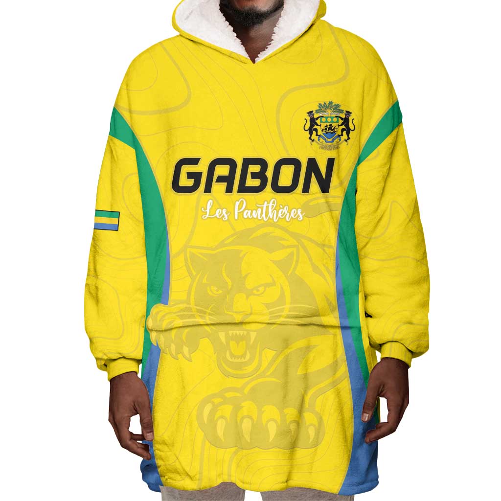 Custom Gabon Football Wearable Blanket Hoodie Go Champions Les Pantheres - African Pride