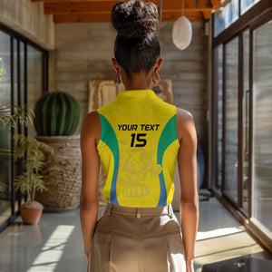 Custom Gabon Football Women Sleeveless Polo Shirt Go Champions Les Pantheres - African Pride