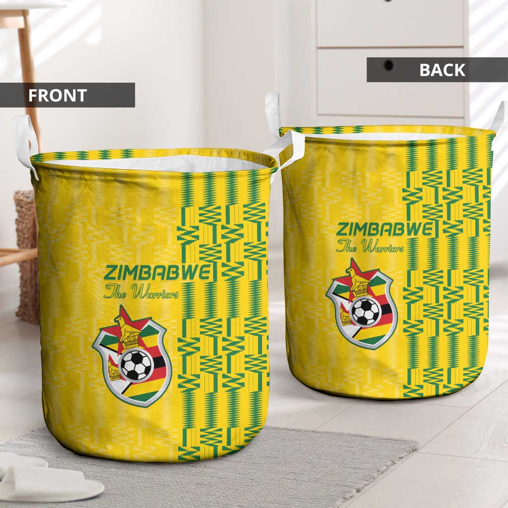 Zimbabwe Football Laundry Basket Come On Warriors - Kente Pattern - African Pride