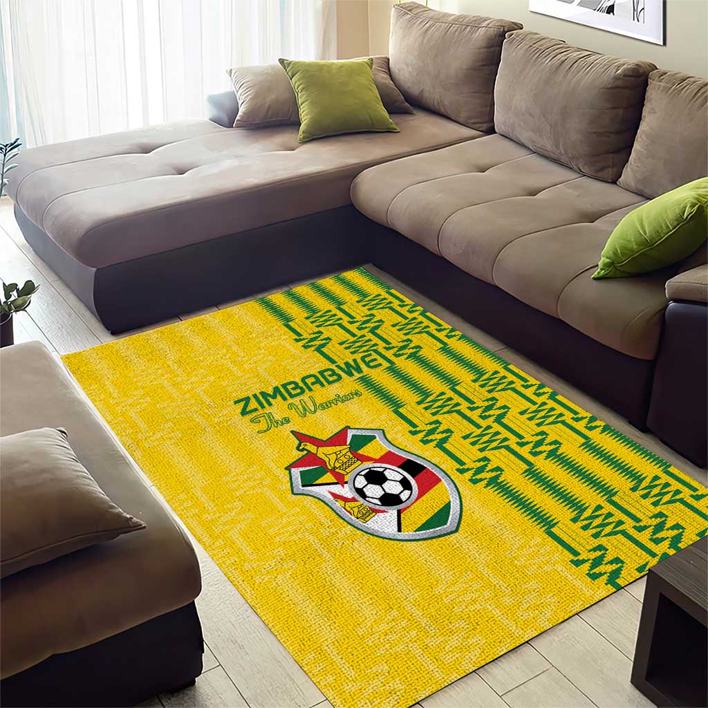 Zimbabwe Football Area Rug Come On Warriors - Kente Pattern - African Pride
