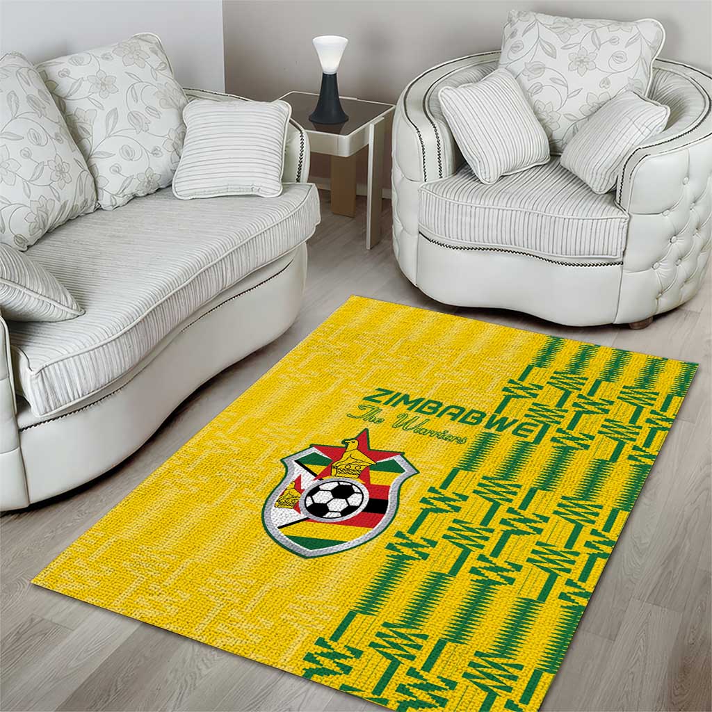 Zimbabwe Football Area Rug Come On Warriors - Kente Pattern - African Pride