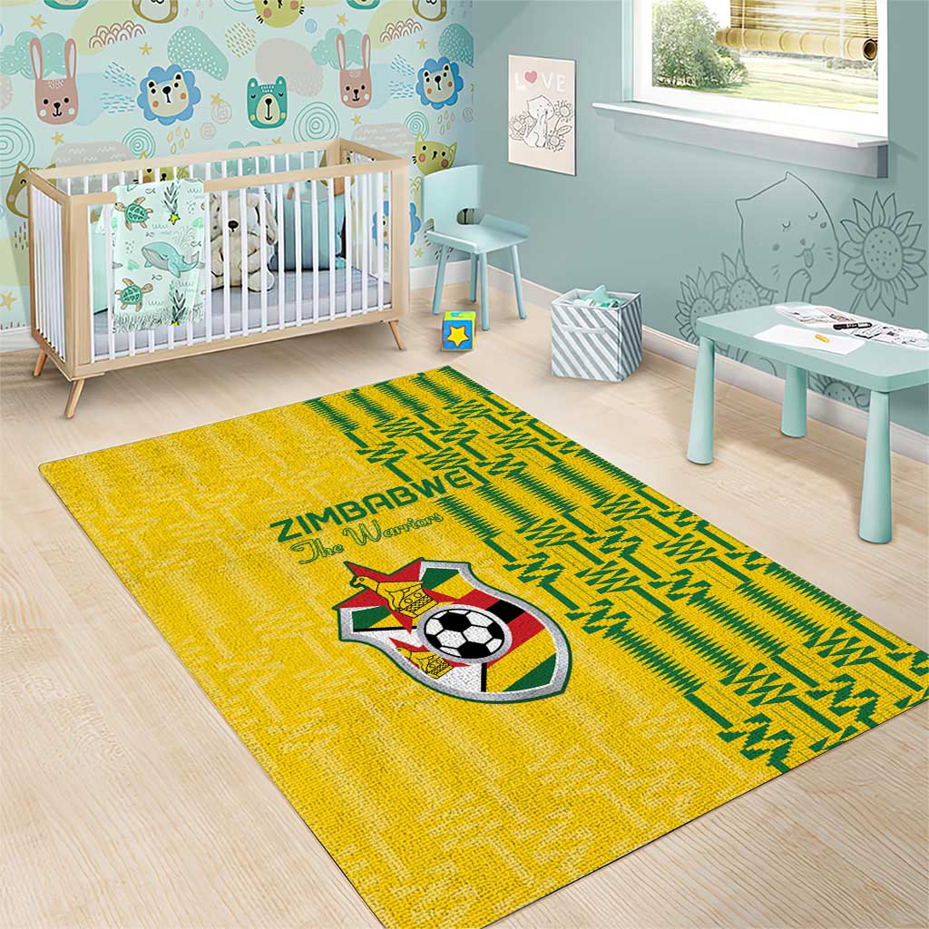 Zimbabwe Football Area Rug Come On Warriors - Kente Pattern - African Pride
