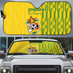 Zimbabwe Football Auto Sun Shade Come On Warriors - Kente Pattern - African Pride