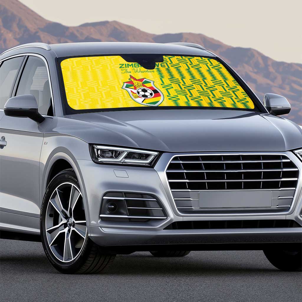 Zimbabwe Football Auto Sun Shade Come On Warriors - Kente Pattern - African Pride