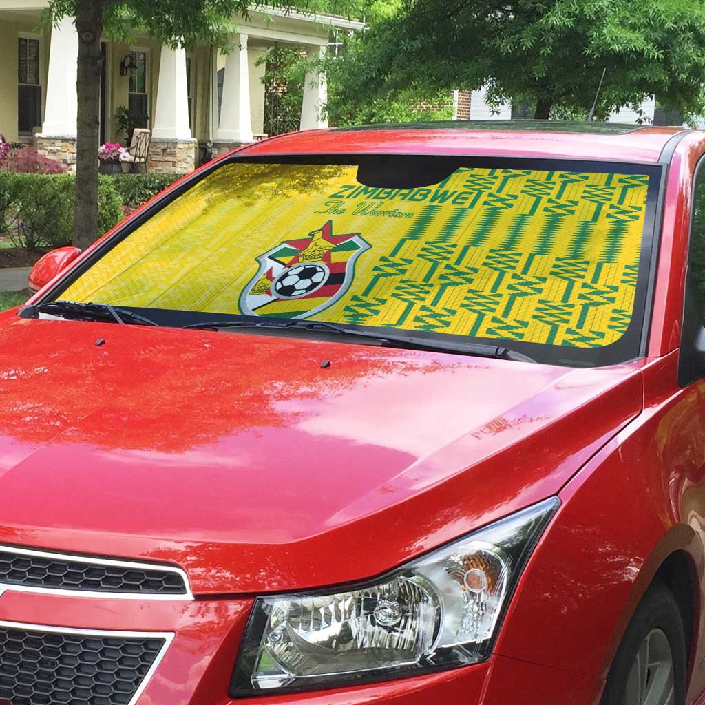 Zimbabwe Football Auto Sun Shade Come On Warriors - Kente Pattern - African Pride