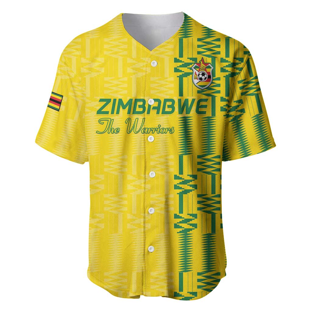 Custom Zimbabwe Football Baseball Jersey Come On Warriors - Kente Pattern - African Pride