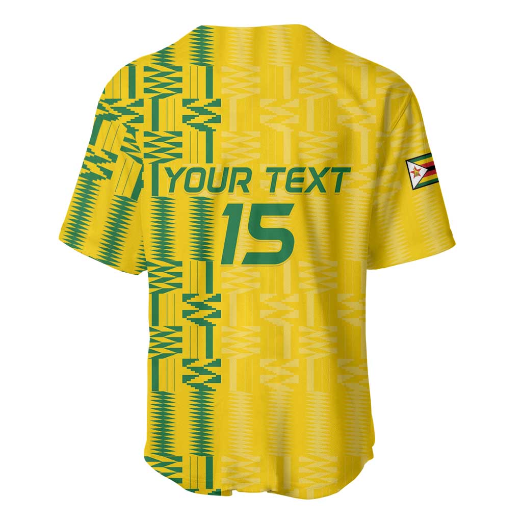 Custom Zimbabwe Football Baseball Jersey Come On Warriors - Kente Pattern - African Pride