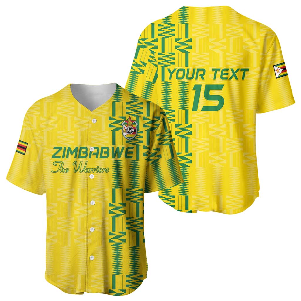 Custom Zimbabwe Football Baseball Jersey Come On Warriors - Kente Pattern - African Pride
