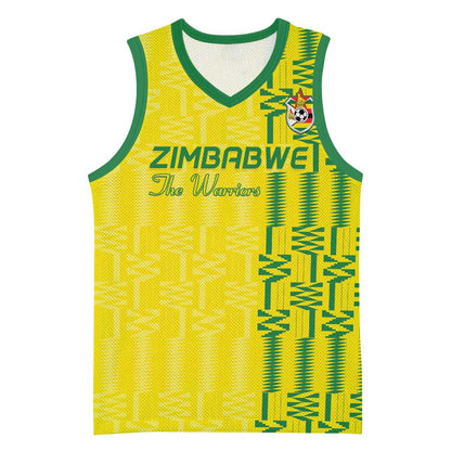 Custom Zimbabwe Football Basketball Jersey Come On Warriors - Kente Pattern - African Pride