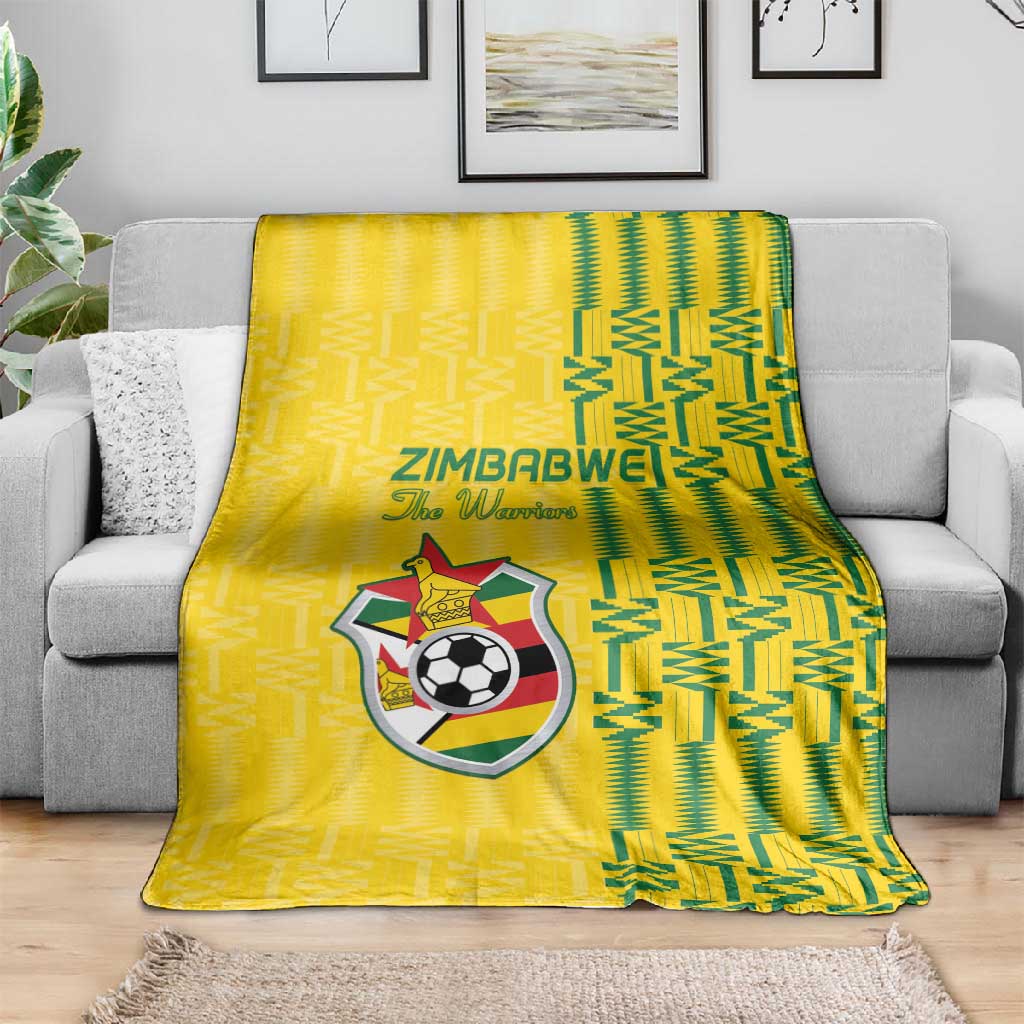 Zimbabwe Football Blanket Come On Warriors - Kente Pattern - African Pride