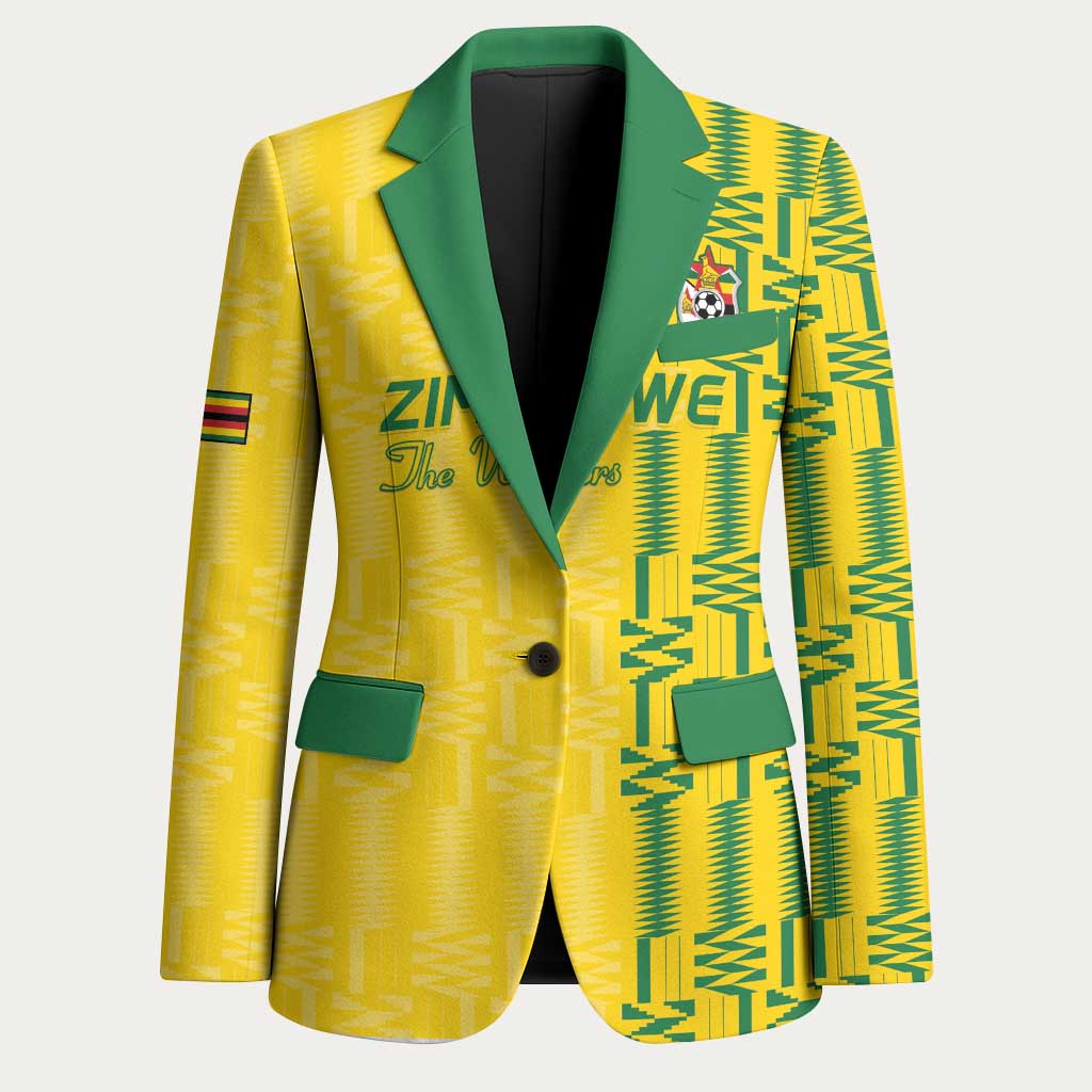 Custom Zimbabwe Football Blazer Come On Warriors - Kente Pattern - African Pride