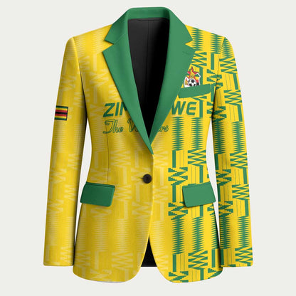Custom Zimbabwe Football Blazer Come On Warriors - Kente Pattern - African Pride