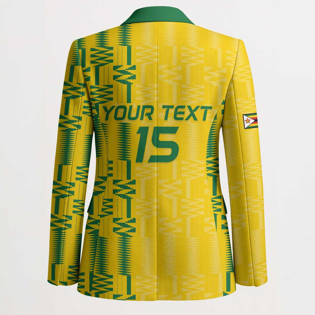 Custom Zimbabwe Football Blazer Come On Warriors - Kente Pattern - African Pride