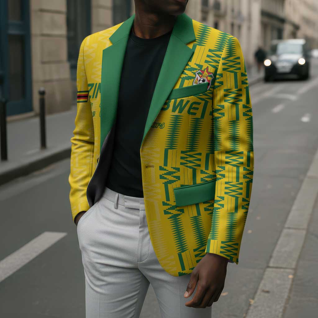 Custom Zimbabwe Football Blazer Come On Warriors - Kente Pattern - African Pride