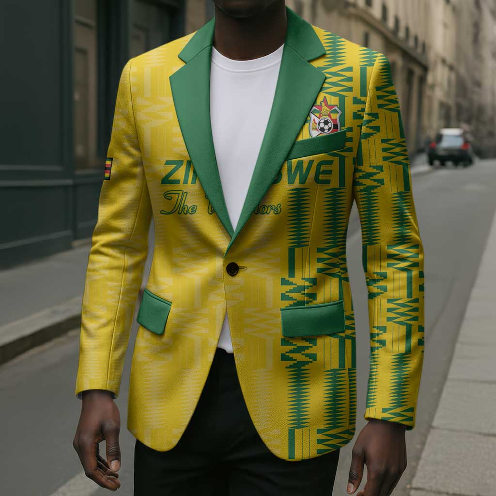Custom Zimbabwe Football Blazer Come On Warriors - Kente Pattern - African Pride