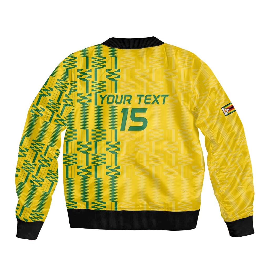 Custom Zimbabwe Football Bomber Jacket Come On Warriors - Kente Pattern - African Pride