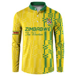 Custom Zimbabwe Football Button Sweatshirt Come On Warriors - Kente Pattern