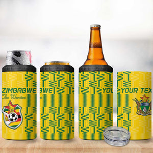 Custom Zimbabwe Football 4 in 1 Can Cooler Tumbler Come On Warriors - Kente Pattern - African Pride