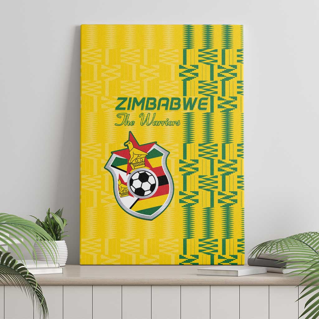 Zimbabwe Football Canvas Wall Art Come On Warriors - Kente Pattern - African Pride