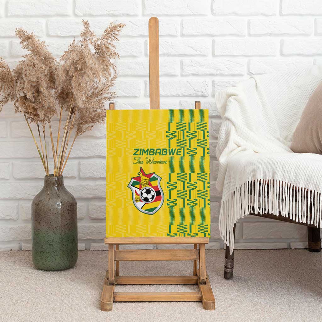 Zimbabwe Football Canvas Wall Art Come On Warriors - Kente Pattern - African Pride