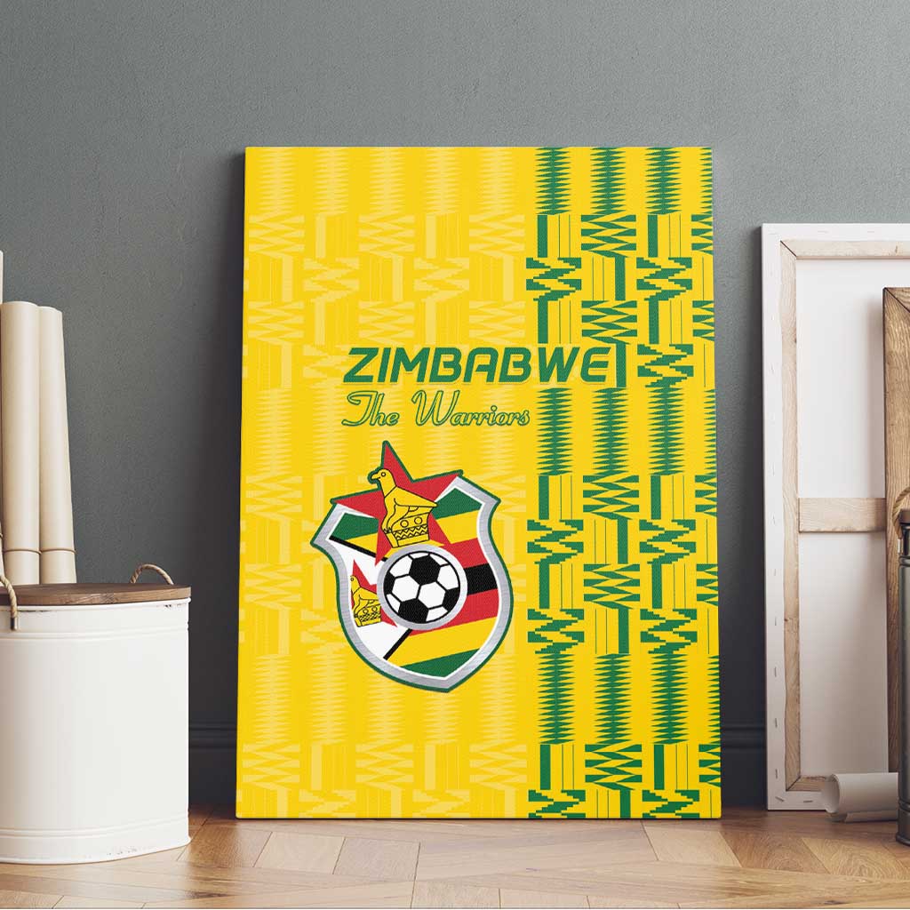 Zimbabwe Football Canvas Wall Art Come On Warriors - Kente Pattern - African Pride