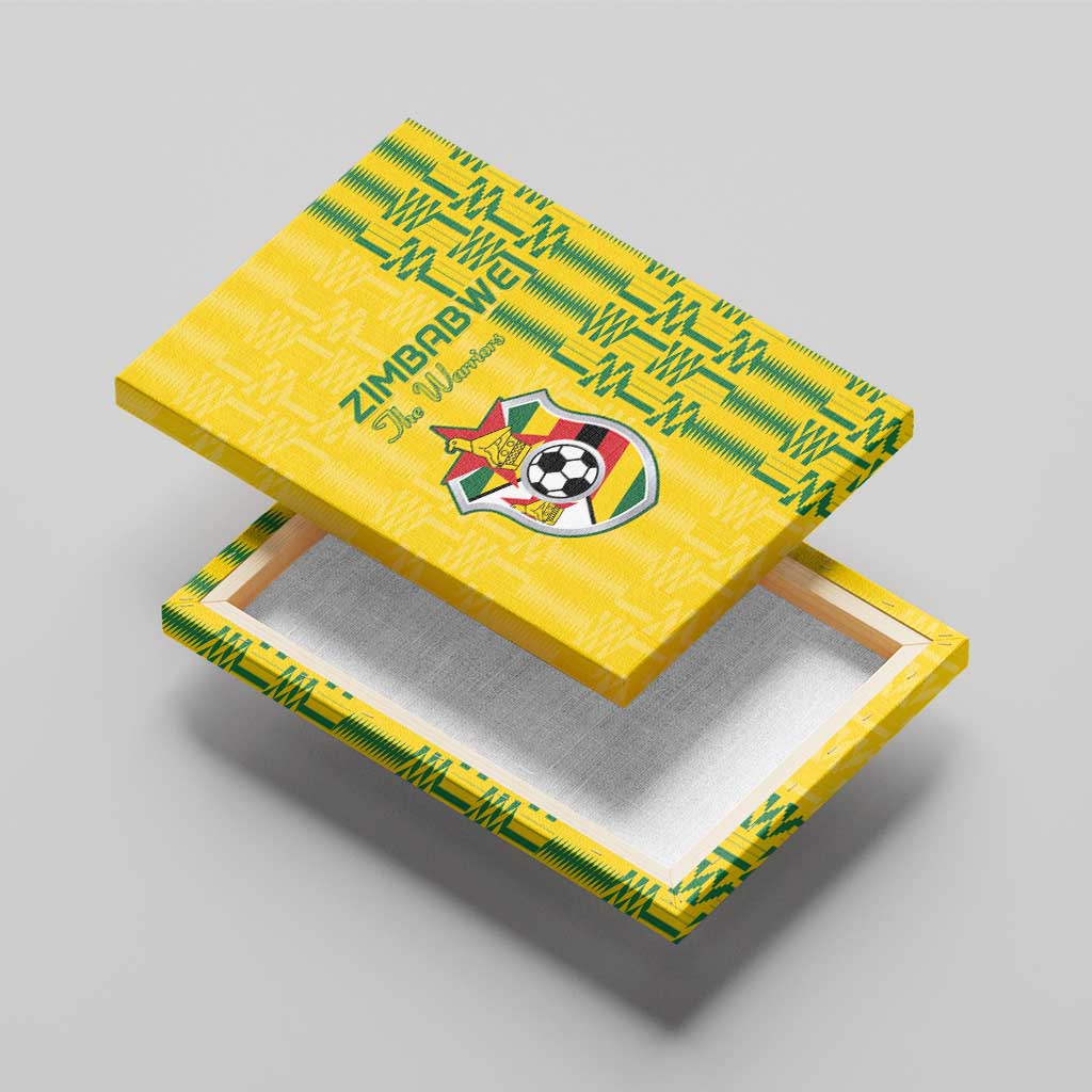 Zimbabwe Football Canvas Wall Art Come On Warriors - Kente Pattern - African Pride
