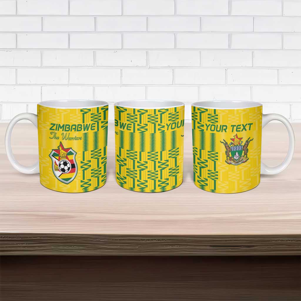 Custom Zimbabwe Football Ceramic Mug Come On Warriors - Kente Pattern - African Pride