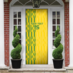 Custom Zimbabwe Football Door Cover Come On Warriors - Kente Pattern - African Pride