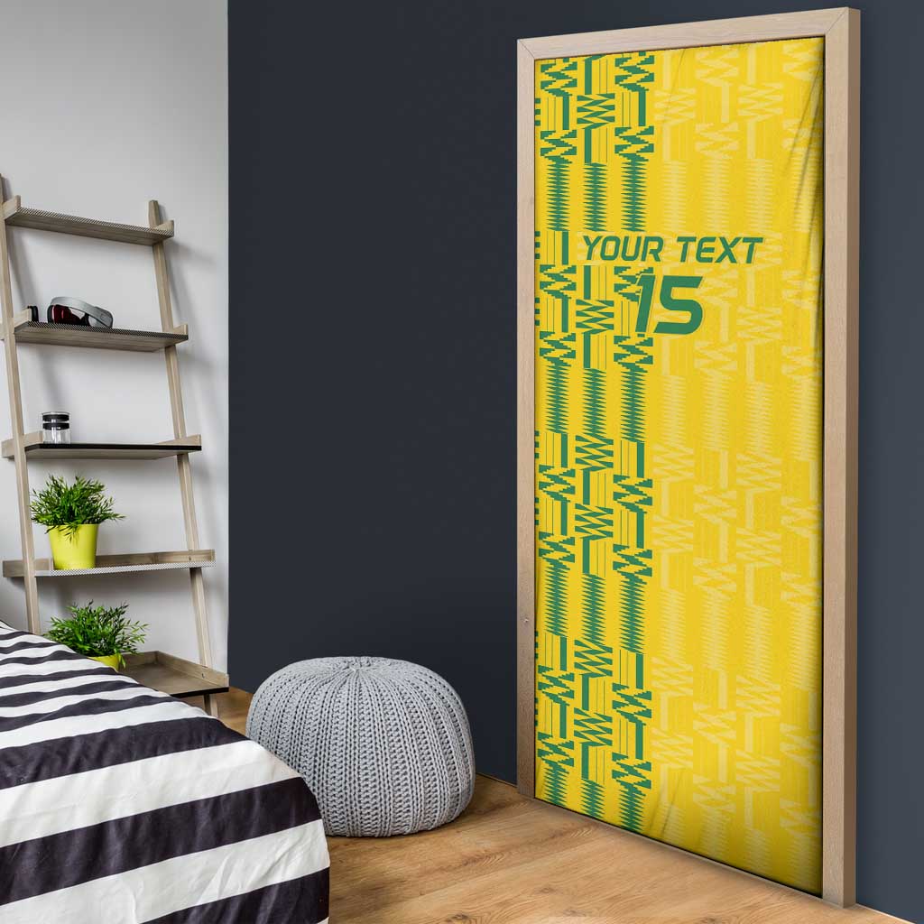 Custom Zimbabwe Football Door Cover Come On Warriors - Kente Pattern - African Pride