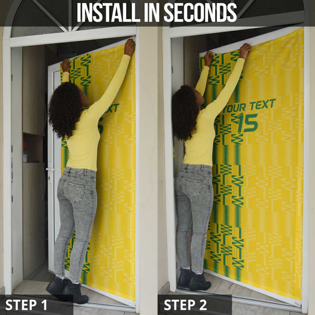 Custom Zimbabwe Football Door Cover Come On Warriors - Kente Pattern - African Pride