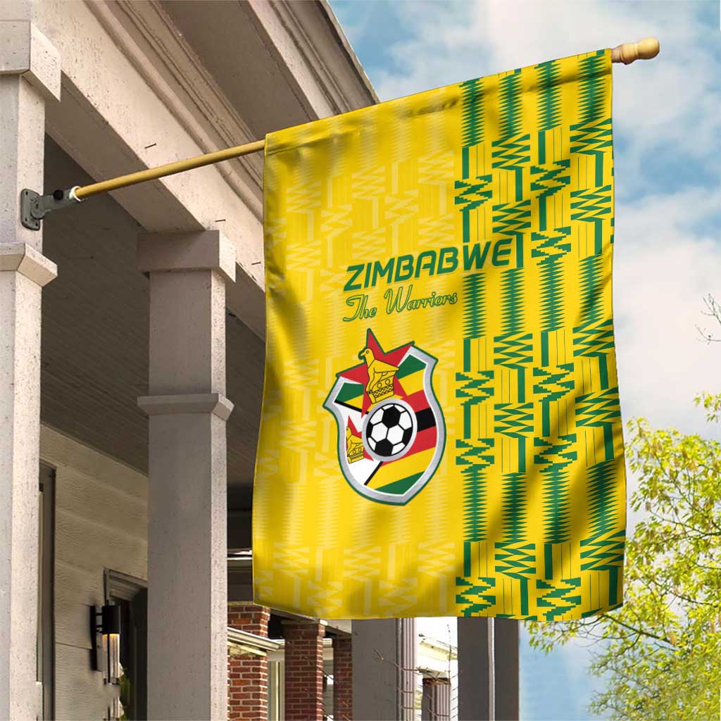 Zimbabwe Football Garden Flag Come On Warriors - Kente Pattern - African Pride