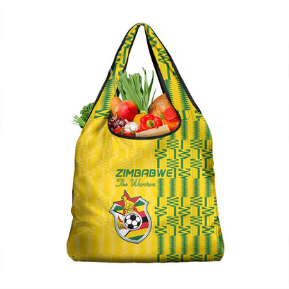 Zimbabwe Football Grocery Bag Come On Warriors - Kente Pattern - African Pride