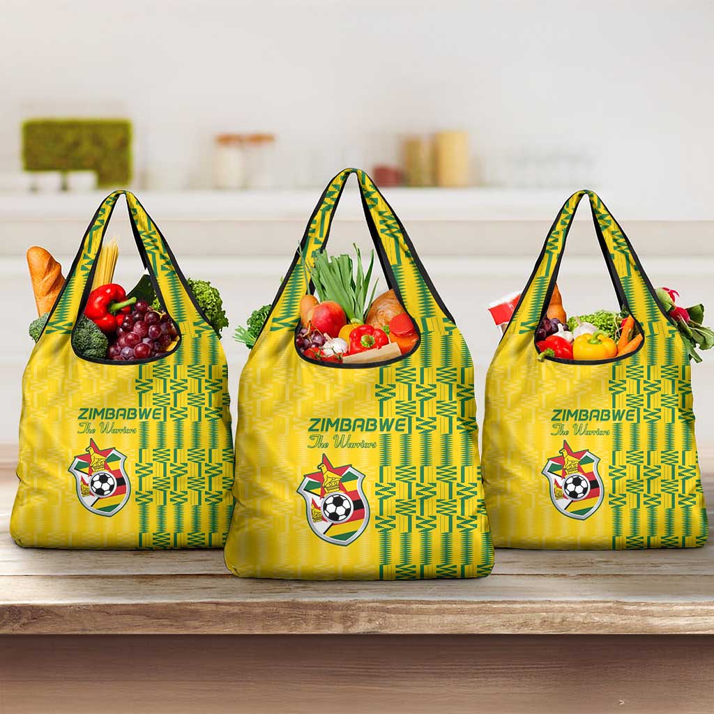 Zimbabwe Football Grocery Bag Come On Warriors - Kente Pattern - African Pride