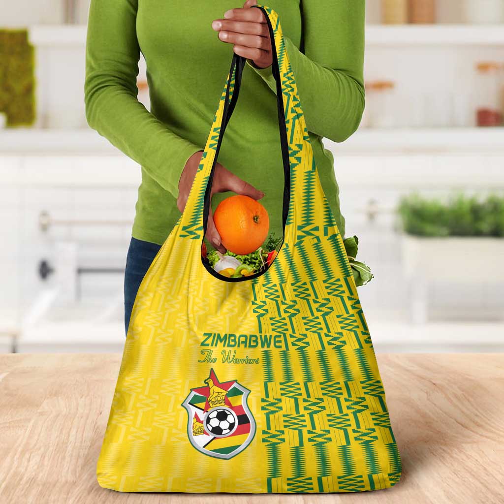 Zimbabwe Football Grocery Bag Come On Warriors - Kente Pattern - African Pride