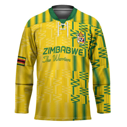 Custom Zimbabwe Football Hockey Jersey Come On Warriors - Kente Pattern - African Pride