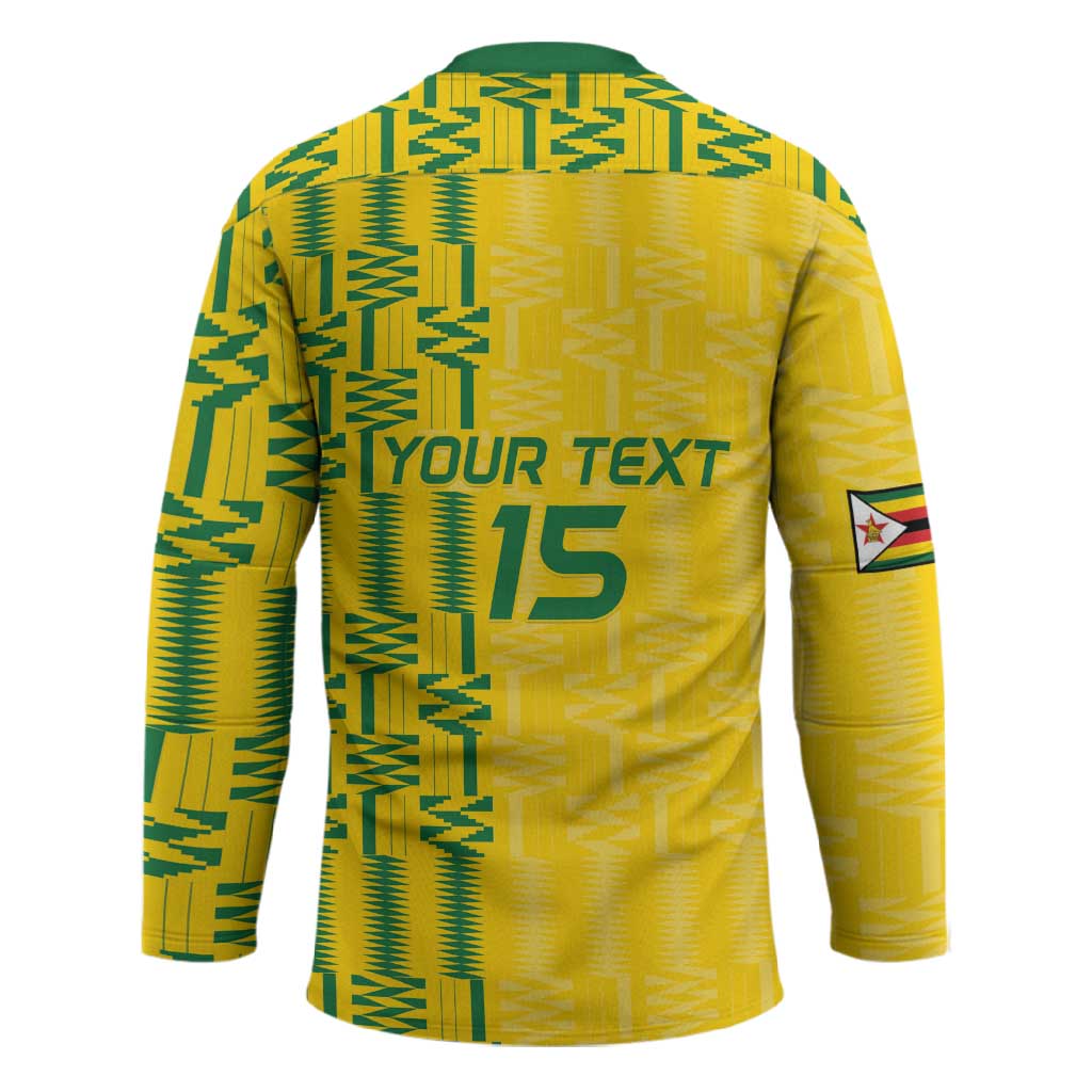 Custom Zimbabwe Football Hockey Jersey Come On Warriors - Kente Pattern - African Pride