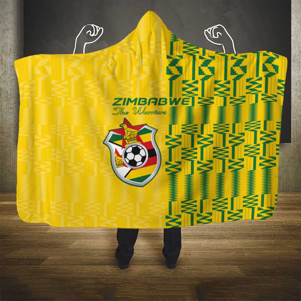 Zimbabwe Football Hooded Blanket Come On Warriors - Kente Pattern - African Pride