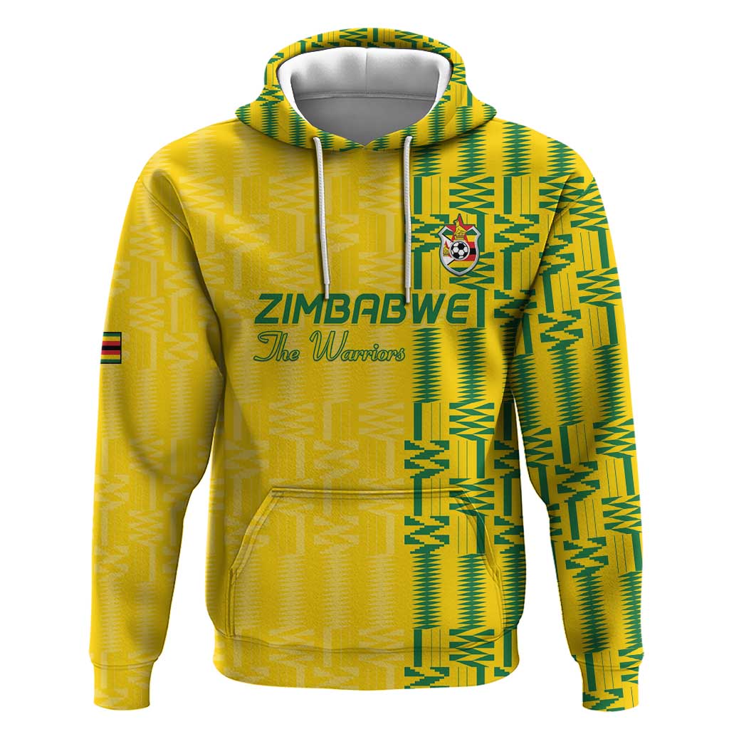 Custom Zimbabwe Football Hoodie Come On Warriors - Kente Pattern - African Pride